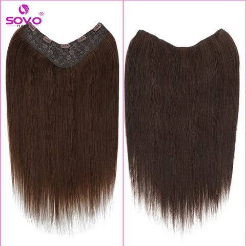 V-Shape Clip In Hair Extensions 100% Human Hair