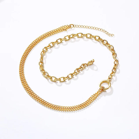 Oval Cable Link Double Cuban Chain Necklace for Women - Stainless Steel Fashion Jewelry