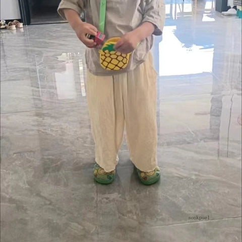 Cotton and Linen Cropped Trousers for Kids