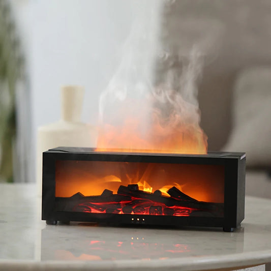 Creative Fireplace Air Humidifier Aroma Essential Oil Diffuser with LED Light & Remote Control