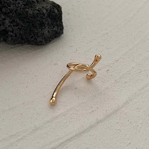 Gold Knotted Ear Clip - Fashion Jewelry for Women & Girls, No Piercing Needed