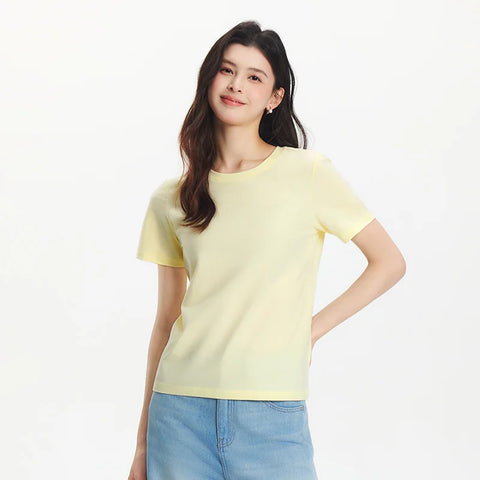 Semir Dames Basic Effen Kleur Slim-Fit T-shirt 
