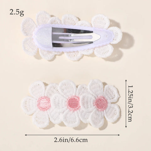 2 stuks/set schattige geborduurde bloemen haarspeldjes voor kinderen meisjes - drukknopen haarspelden BB clip haarspeldjes hoofddeksels accessoires