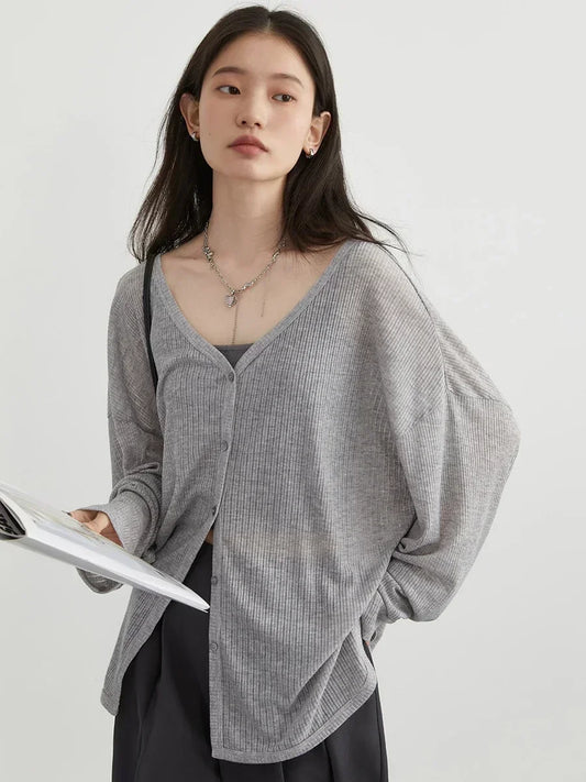 CHIC VEN Dames Cardigan - V-hals Trui met Lange Mouwen 