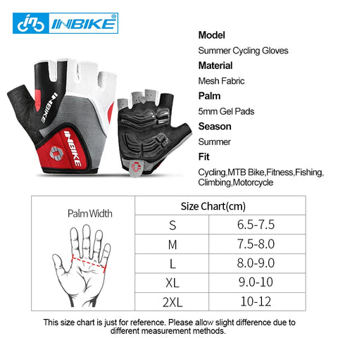 INBIKE Shockproof GEL Pad Fiets Handschoenen voor Heren en Dames - Halve Vinger Sport Handschoenen voor Zomer Fietsen en Fitness in de Sportschool (Model IF239)