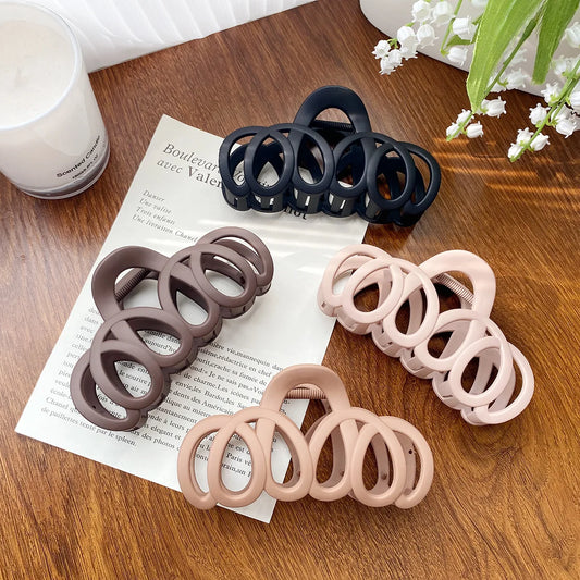 Frosted Hollow Hair Claw Bow Hair Clip - Elegant Crab Hairpin for Women