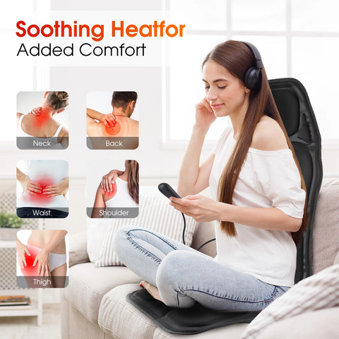 Electric Heating Back Waist Massager - Vibration Massage Mat for Home, Office, Car
