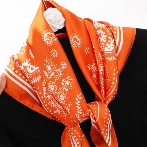 Fashion Print Silk Hairbands Scarf Women 2025 Spring New Elagant Floral Bandana Neck Kerchief Head Bands Foulard Female Scarfs