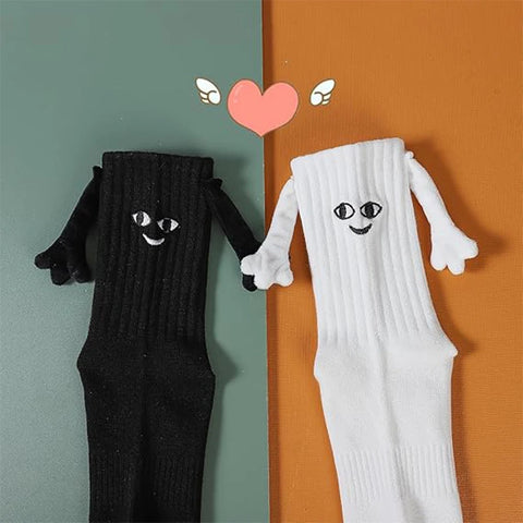 Funny Adult Socks - Magnetic Hand in Hand Solid Color Cartoon Couple Socks for Holidays