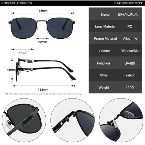 SHAUNA Vierkante metalen gradiënt zonnebril - Retro UV400 unisex punk zonnebril