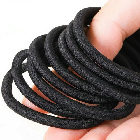 50/100 stuks zeer elastische zwarte haarbanden voor vrouwen en meisjes - perfecte paardenstaarthouders en scrunchies