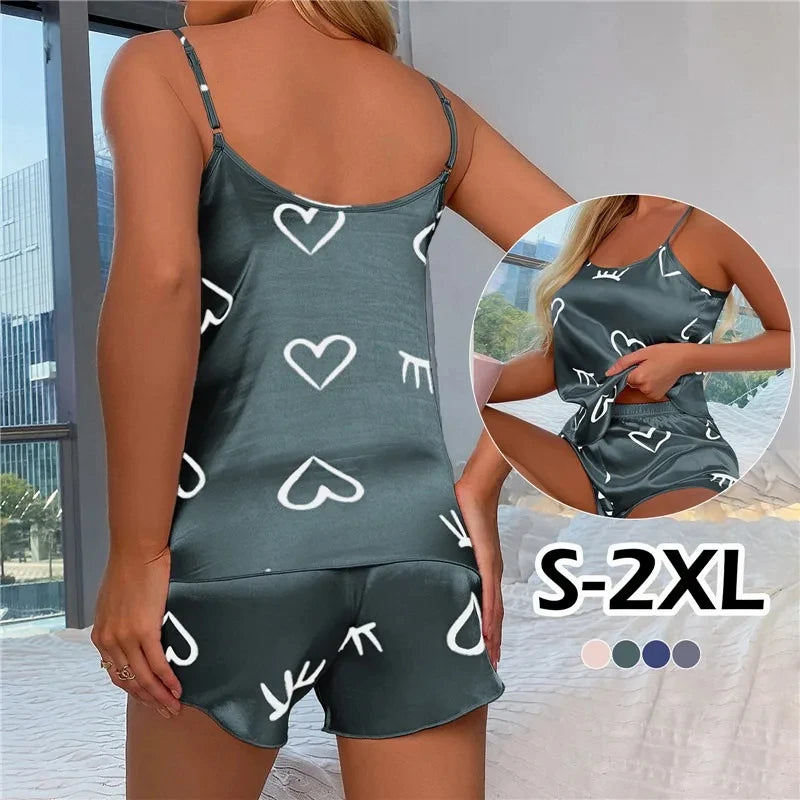 Women Ice Silk Pajamas Set - Comfortable Summer Sleepwear