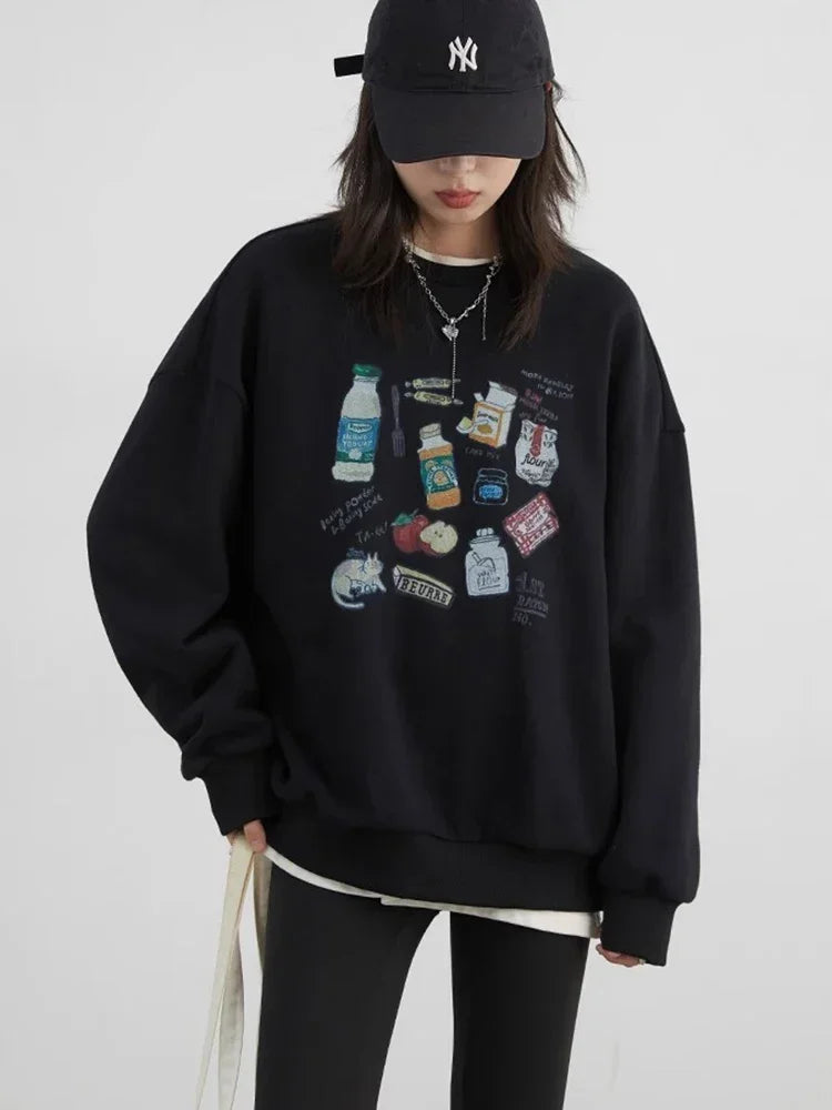 Chic Ven Women Cartoon Printed Sweatshirt