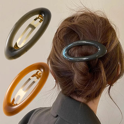 Korean Big Spring Hair Claw Clips - Stylish Metal Jelly Ponytail Holders