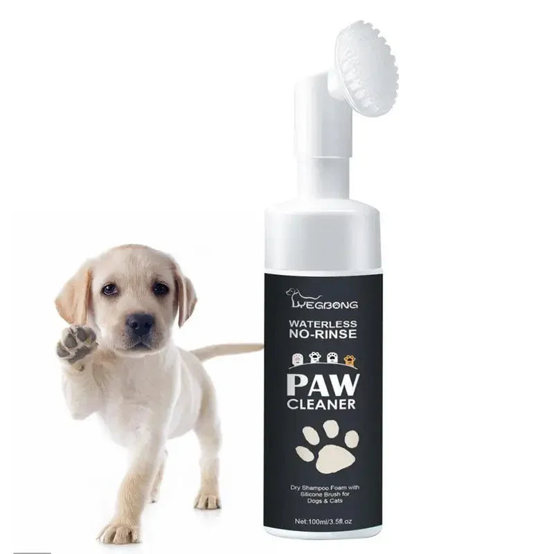 100ml Paw Cleaner Foam: Waterless Pet Shampoo for Dogs and Cats with Brush