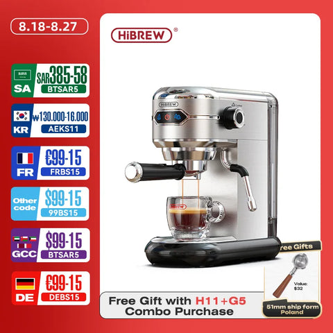 HiBREW 20 Bar Coffee Maker - Super Slim Espresso Machine