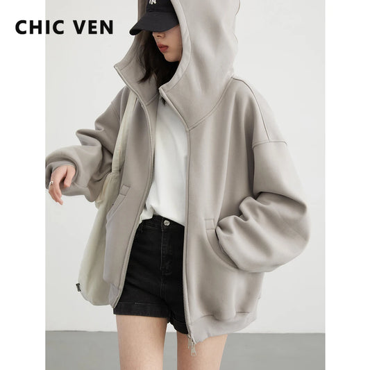 CHIC VEN Dames Oversized Sweatshirt met Capuchon 
