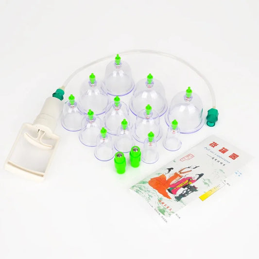 12Pcs Vacuum Cupping Sets with Pumping Gun - Detox and Anti-Cellulite Body Care
