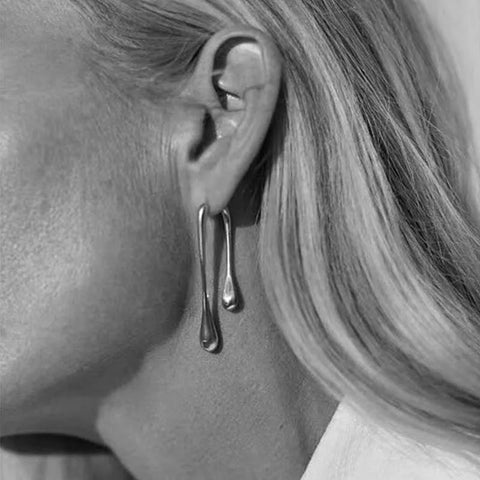 Fashion Metal Water Drop Long Pendant Earrings for Women - Vintage Geometric Jewelry for Parties