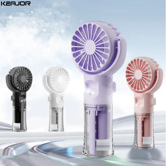 Portable Water Mist Fan - Mini Handheld USB Charging, 4 Speeds, Neck Spray Fan