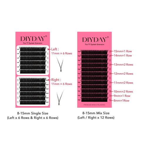 DIYDAY YY Fox Eyelash Extensions - Three Layers Y Shaped Premade Lashes