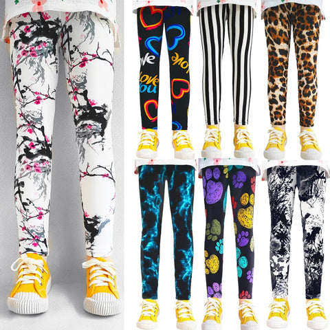 Cute Flower Print Girls Leggings