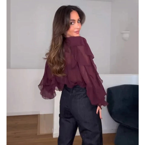 MUJER Ruffle Dames Blouses - Casual Lente Tops 