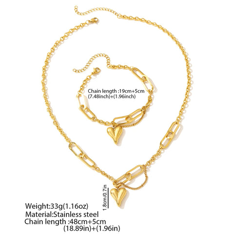 Light Luxury Retro Heart-Shaped Irregular Chain Jewelry Set for Women