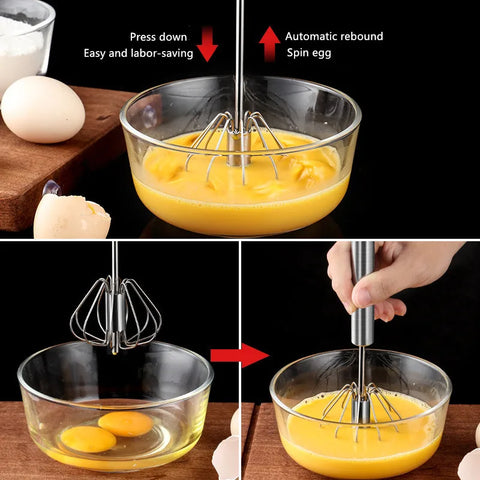 Semi-automatische eierklopper - Handmatige handmixer van roestvrij staal 304