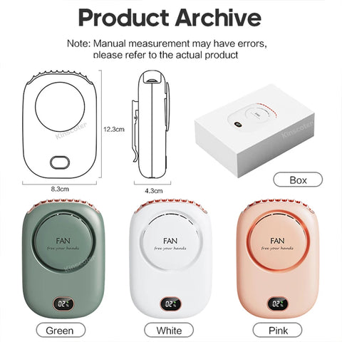 Mini Portable Outdoor Hand Fan - USB Rechargeable Hanging Neck Fan with 2000mAh Battery