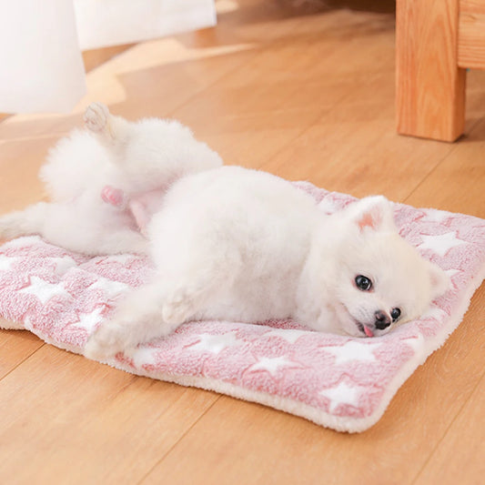 Cozy Flannel Dog Bed Blanket - Washable Plush Cushion for Pets