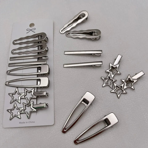 Stylish Silver Metal Duckbill Hair Clips for Women and Girls - Y2K Bangs Accessories