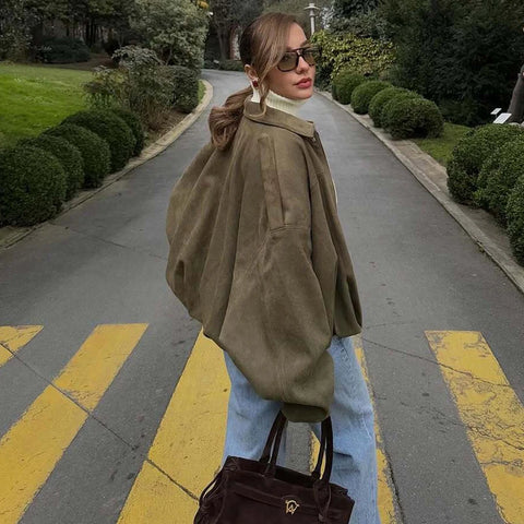 MUJER 2025 Suède Bomberjacks voor Dames - Oversized Streetwear Zip Jassen