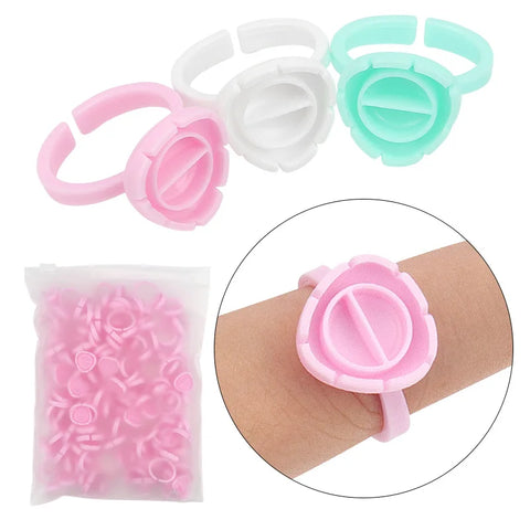 AILEISHI 100Pcs Disposable Eyelash Extension Glue Ring Cups