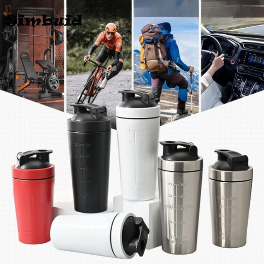 1pcs Stainless Steel Protein Powder Shaker Bottle - Leak Proof for Gym Fitness & Sport