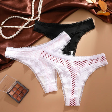 FINETOO 3-delige kanten slipset - Sexy lage taille strings