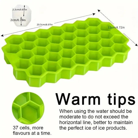 Large-Capacity Silicone Ice Trays Mold - Reusable Honeycomb Ice Cube Maker with Lids