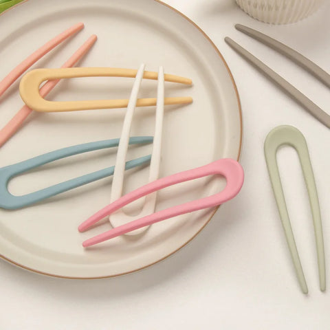 Fashion Candy Color Hair Sticks for Women - Elegant U Shape Hair Clips & Pins