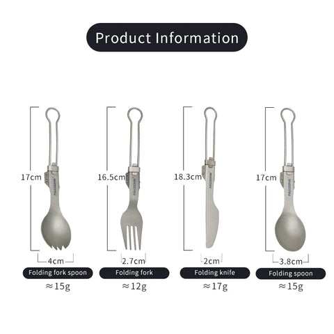 PACOONE Camping Titanium Spork - Ultralight Outdoor Tableware for Hiking and Traveling