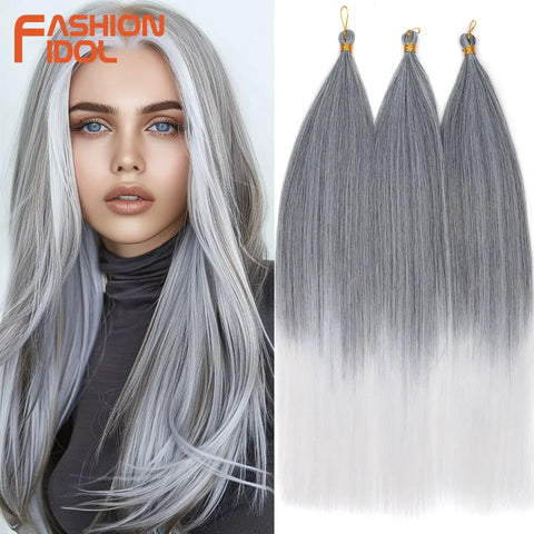28" 3PCS Ariel Straight Pony Hair Bundles - Ombre Silver Grey