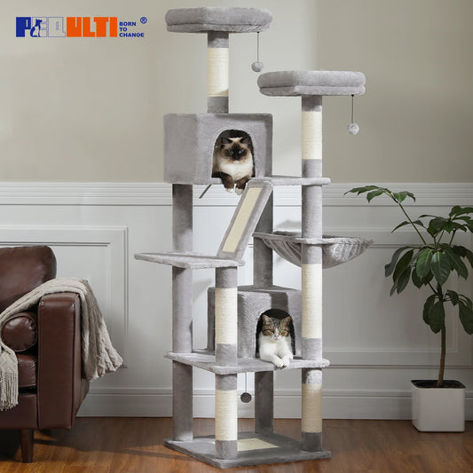 Large Cat Tree Tall Cat Tower for Indoor Cats - Multi-Level Plush Cat Condo with Scratching Posts and Perches