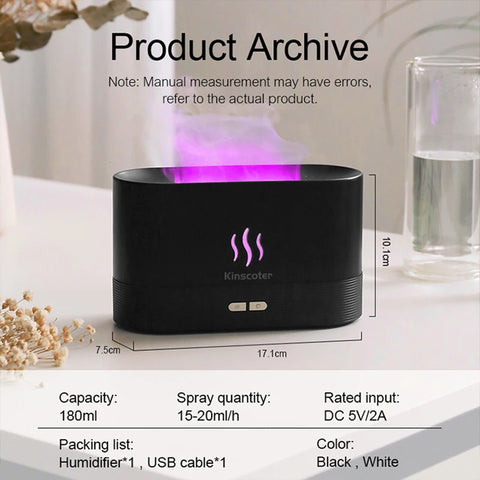 KINSCOTER Aroma Diffuser Air Humidifier - Ultrasonic Cool Mist Maker with LED Flame Lamp