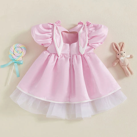 Tregren Kids Girls Easter Dress with Bunny Ears
