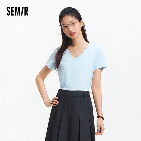 Semir Women's V Neck Moisture Wicking T-Shirt