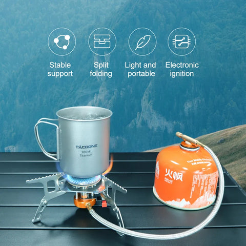 PACOONE Portable Camping Gas Stove - Ultralight Outdoor Cooker for Hiking and Picnics