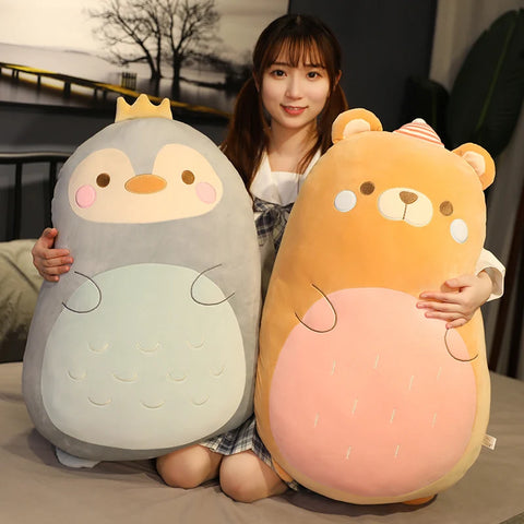 Little Animals Plush Toy – 45–80cm Squishy Dinosaur, Pig, Penguin & Bear Soft Cushion Doll