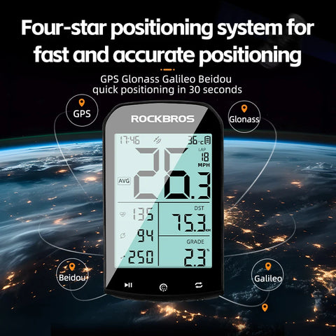ROCKBROS Bicycle Computer GPS 5.0 - Waterproof Wireless Speedometer & Bike Accessories