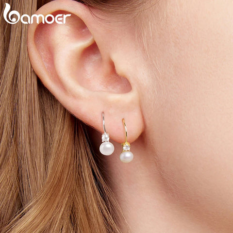 BAMOER Moissanite & Pearl Earrings