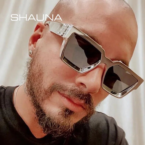 SHAUNA Retro Square Sunglasses – Candy-Color Silver Mirror UV400 Unisex Summer Shades