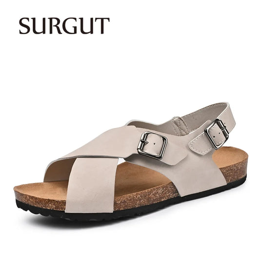 SURGUT Handgefertigte Herrensandalen aus Rindsleder – Sommer-Strandschuhe 